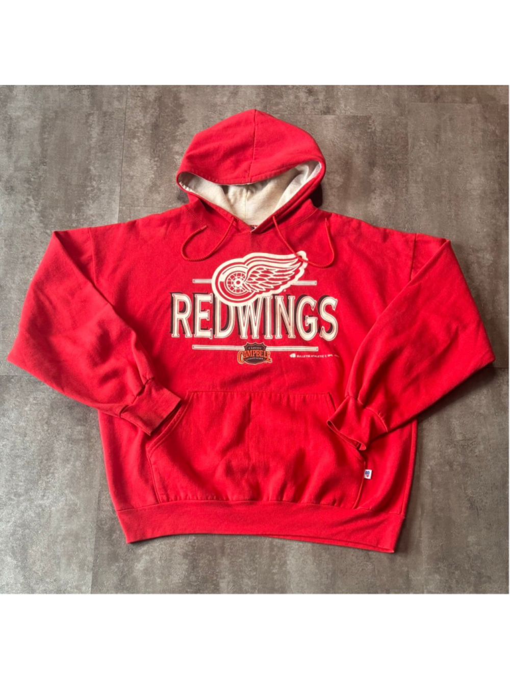 Vintage Detroit Red Wings Bulletin Athletic Hoodie Mens Large 1992